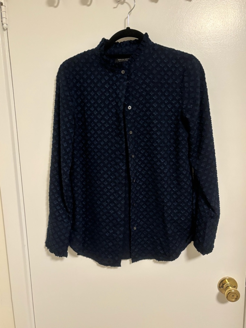 Textured Navy Button-Up Shirt